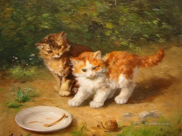 猫 Painting - アルフレッド・ブルネル・ド・ヌーヴィルの子猫のガッティーニ・コン・ルマッカ